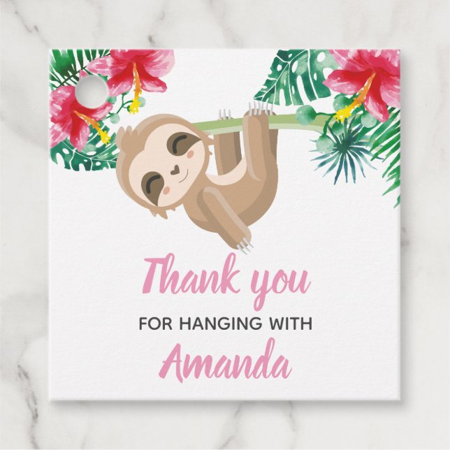 Sloth Girl Birthday Geschenkanhänger (Vorderseite)