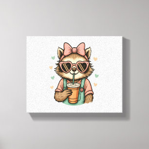 Sloth Girl Coffee Lover Leinwanddruck