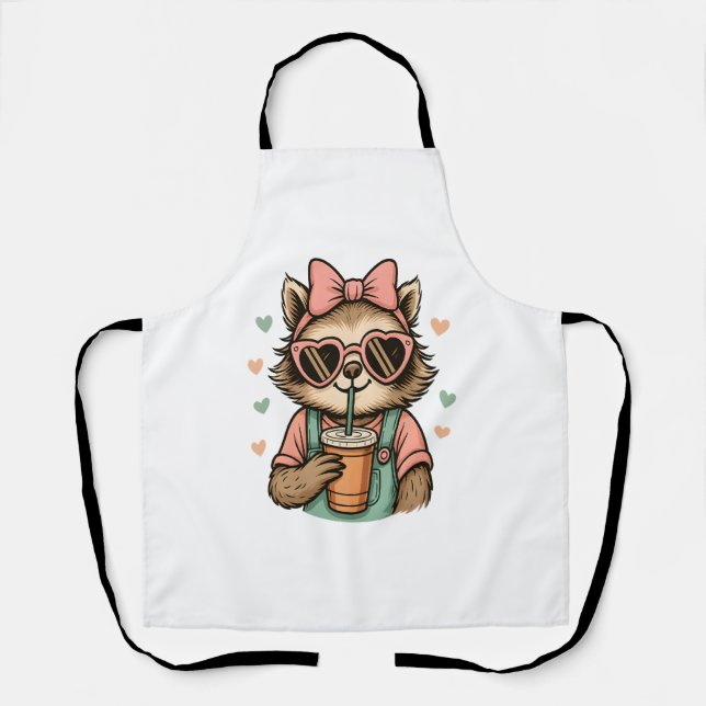 Sloth Girl Coffee Lover Schürze (Vorderseite)