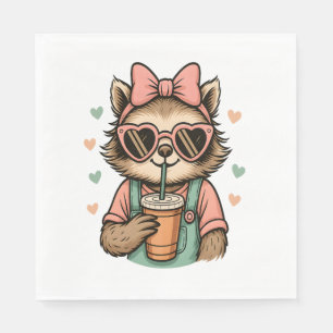 Sloth Girl Coffee Lover Serviette