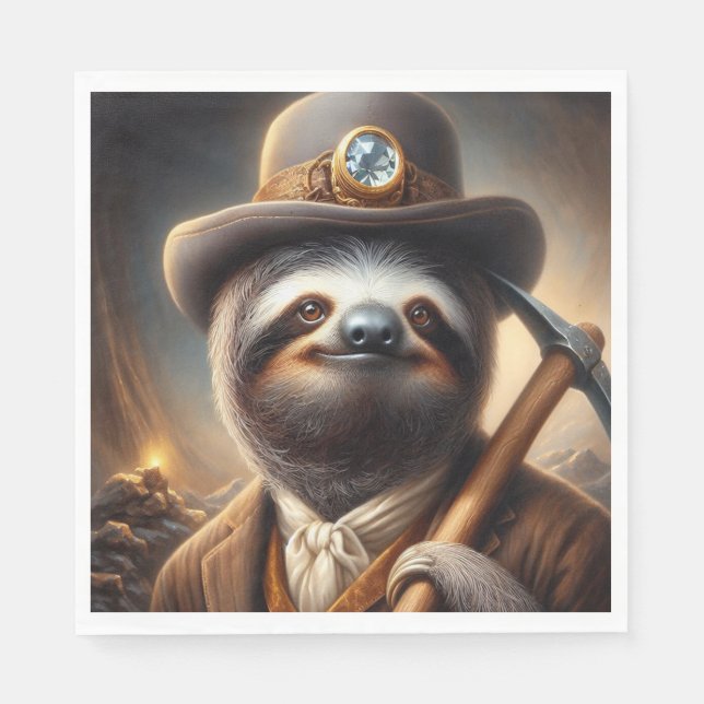 Sloth Gold Miner Serviette (Vorderseite)