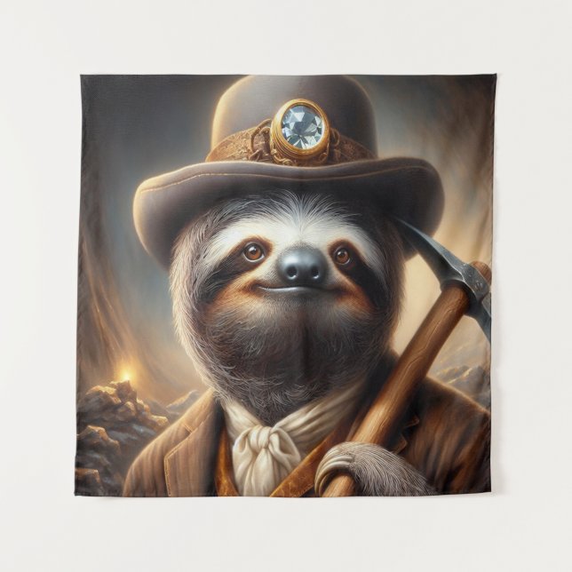 Sloth Gold Miner Wandteppich (Vorderseite)