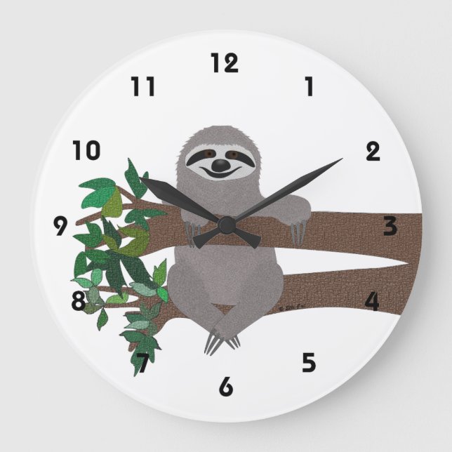 Sloth Große Wanduhr (Vorderseite)