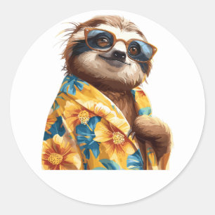 Sloth Haiian mit Sonnenbrille Runder Aufkleber