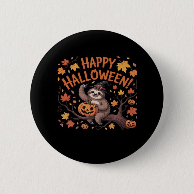 Sloth Halloween Day Classic T - Shirt Button (Vorderseite)