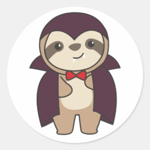 Sloth Halloween Niedlich Devil Vampire Kostüm Clas Runder Aufkleber