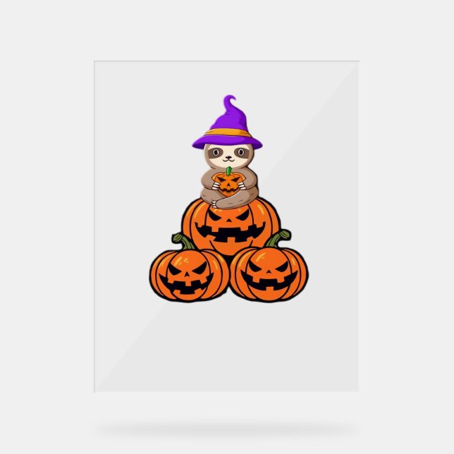 Sloth Halloween Premium T - Shirt Acrylschild (Vorderseite)