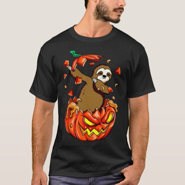 Sloth Halloween Pumpkin T-Shirt (Vorderseite)