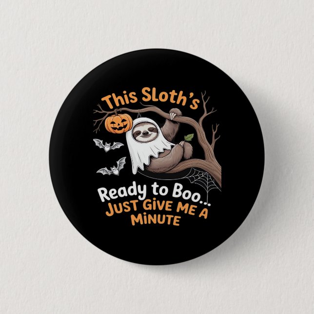 Sloth Halloween Sloths Niedlich Bat Vampire Essent Button (Vorderseite)