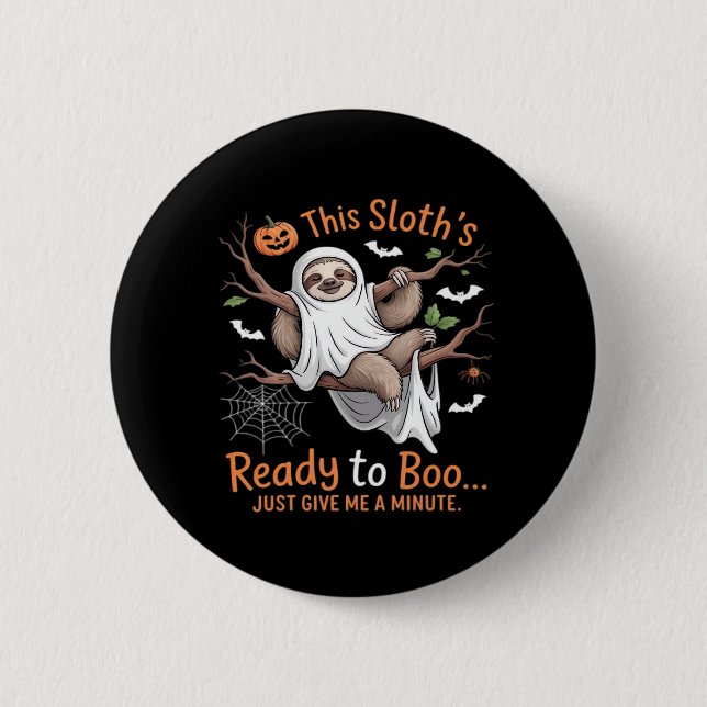 Sloth Halloween Sloths Niedlich Bat Vampire Essent Button (Vorderseite)