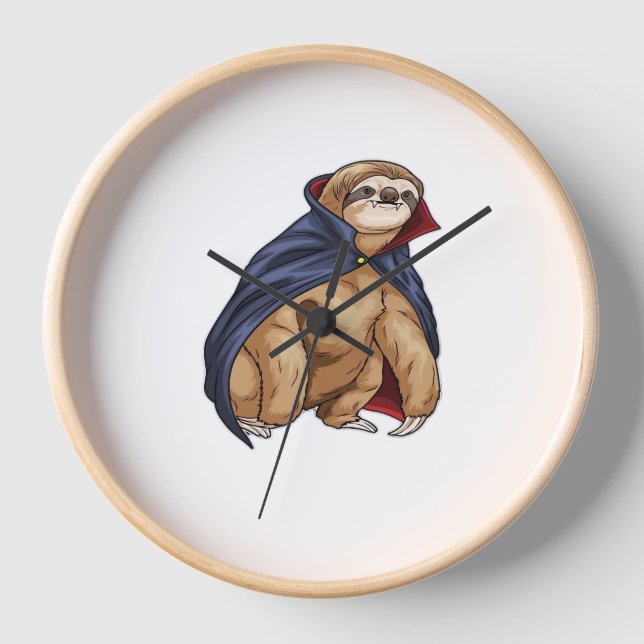 Sloth Halloween Vampire Classic T - Shirt Uhr (Vorderseite)