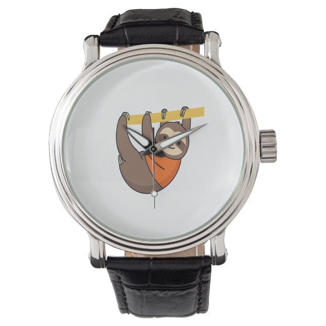 Sloth Hangon Branch mit Orange Armbanduhr (Vorderseite)