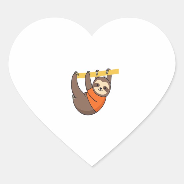 Sloth Hangon Branch mit Orange Herz-Aufkleber (Vorderseite)