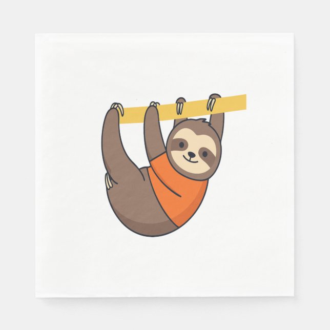 Sloth Hangon Branch mit Orange Serviette (Vorderseite)