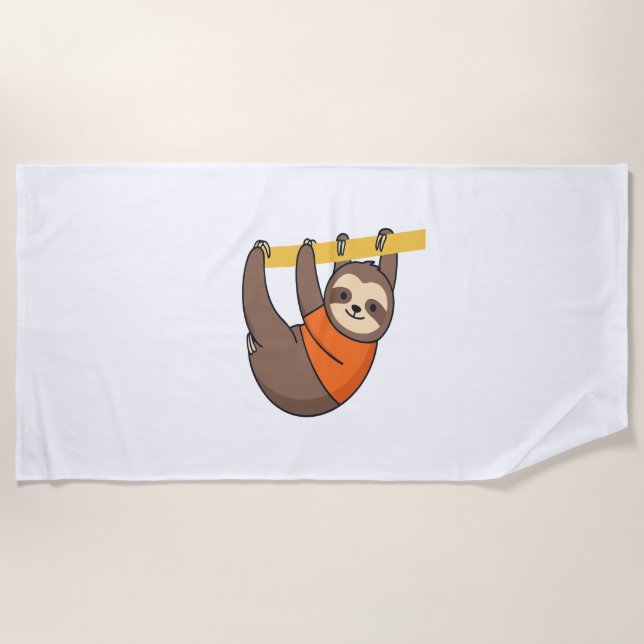 Sloth Hangon Branch mit Orange Strandtuch (Vorderseite)