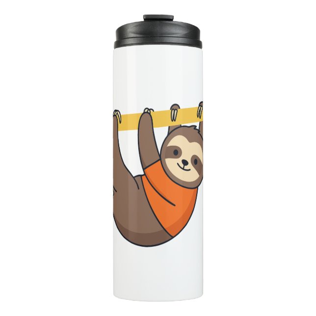Sloth Hangon Branch mit Orange Thermosbecher (Vorderseite)