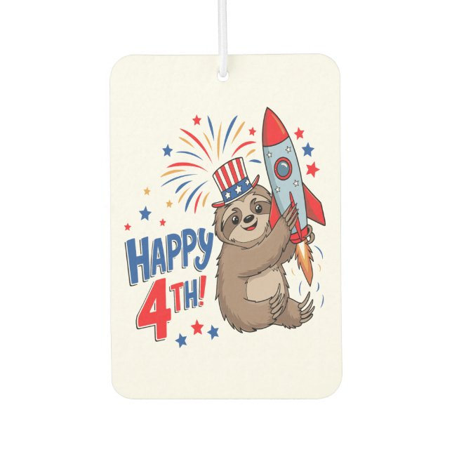 Sloth Happy 4th Rocket Fireworks USA Autolufterfrischer (Vorderseite)