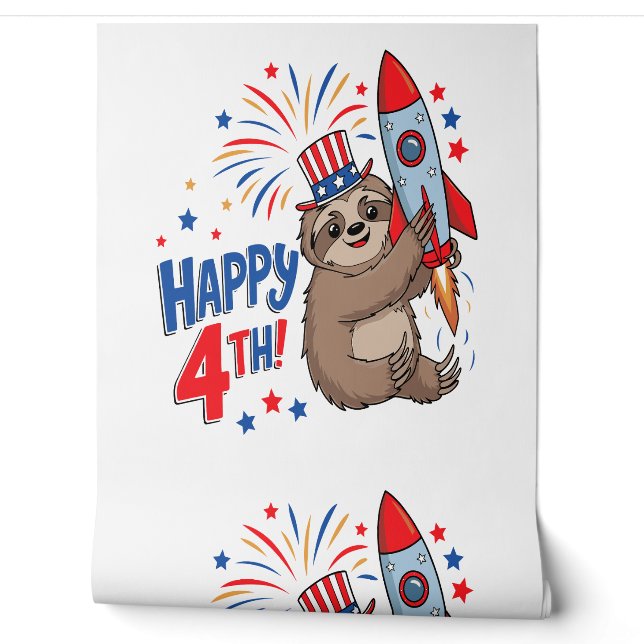 Sloth Happy 4th Rocket Fireworks USA Tapete (Abrollen)