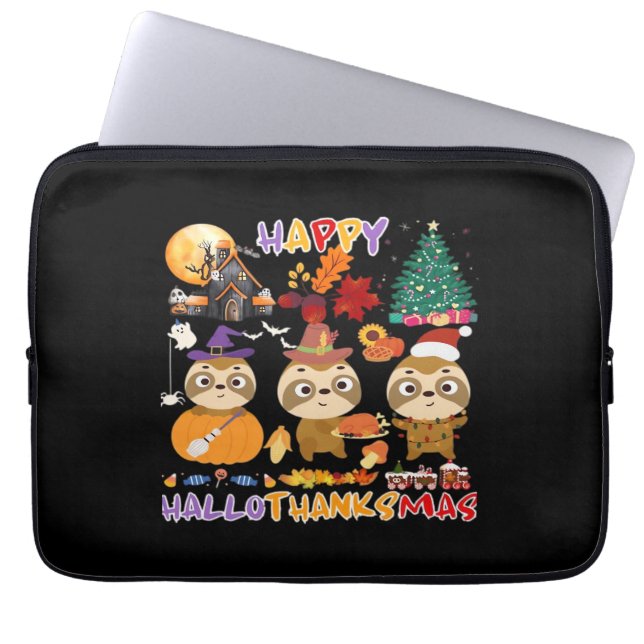 Sloth Happy Hallothanksmas Funny Halloween Thanksg Laptopschutzhülle (Vorderseite)