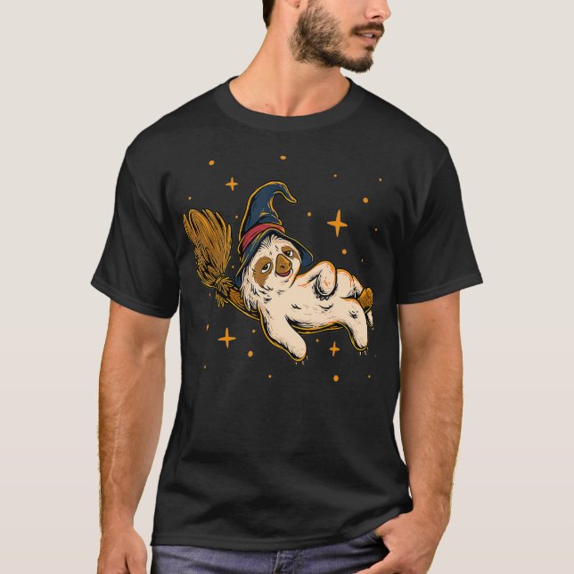 Sloth Hexe Niedliches Halloween Design für Sloth L T-Shirt (Vorderseite)