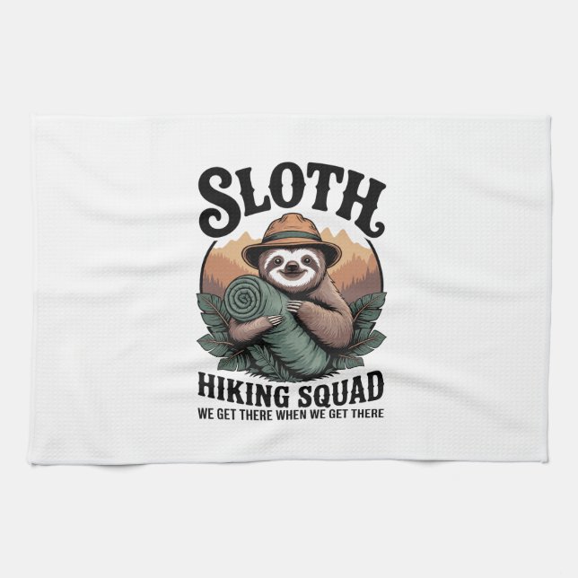 Sloth Hiking Squad Funny Camping Geschirrtuch (Horizontal)