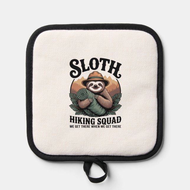 Sloth Hiking Squad Funny Camping Topflappen (Vorderseite)