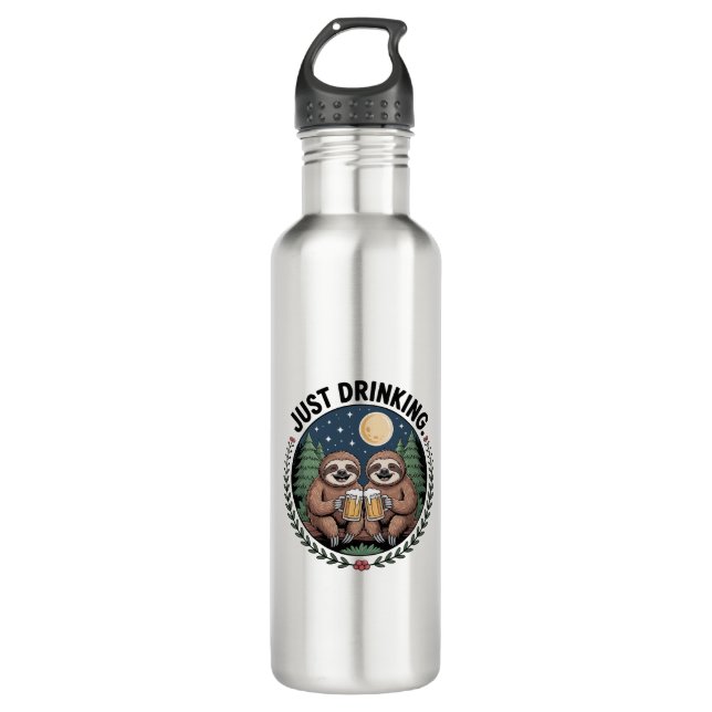 Sloth Hiking with Drinking Team Edelstahlflasche (Vorderseite)