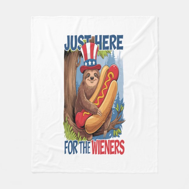 Sloth Hot Dog 4. Juli GRILLEN Fleecedecke (Vorderseite)