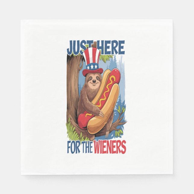 Sloth Hot Dog 4. Juli GRILLEN Serviette (Vorderseite)