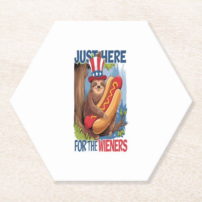Sloth Hot Dog 4. Juli GRILLEN Untersetzer (Vorderseite)