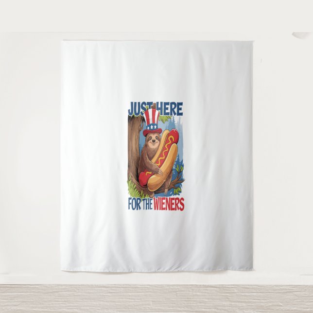 Sloth Hot Dog 4. Juli GRILLEN Wandteppich (Vorderseite)