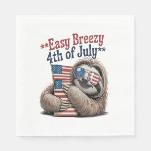 Sloth Hugging Flag 4. Juli Serviette