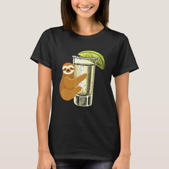 Sloth Hugging Tequila Salz Limon Glass Sloths Drin T-Shirt (Vorderseite)