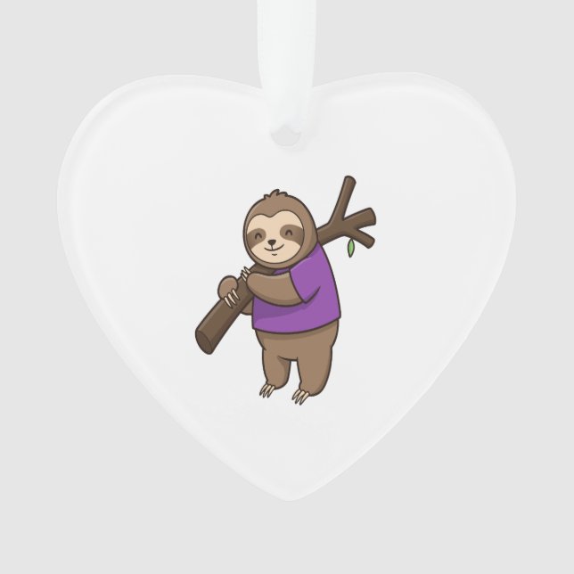 Sloth Hugging Tree Branch Wearing Purple Ornament (Vorderseite)