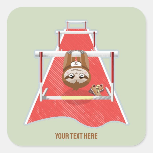 Sloth Hurdles Rennathletik Quadratischer Aufkleber (Vorderseite)