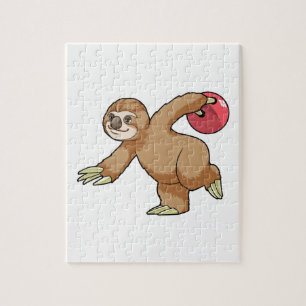 Sloth im Bowling mit Bowlingball