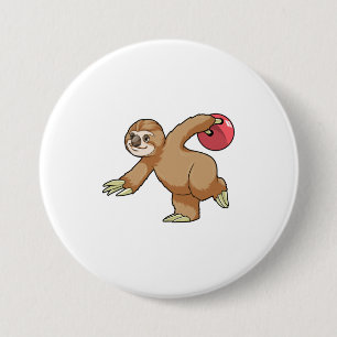 Sloth im Bowling mit Bowlingball Button