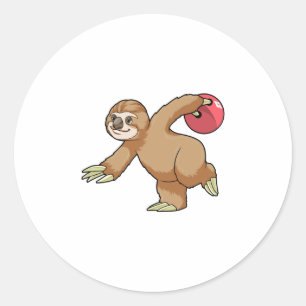 Sloth im Bowling mit Bowlingball Runder Aufkleber
