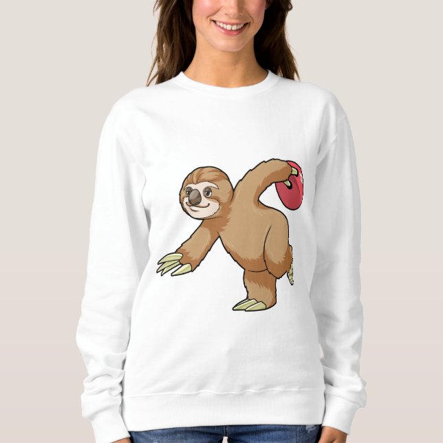 Sloth im Bowling mit Bowlingball Sweatshirt (Vorderseite)