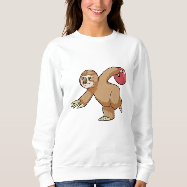 Sloth im Bowling mit Bowlingball Sweatshirt (Vorderseite)