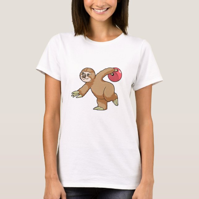 Sloth im Bowling mit Bowlingball T-Shirt (Vorderseite)
