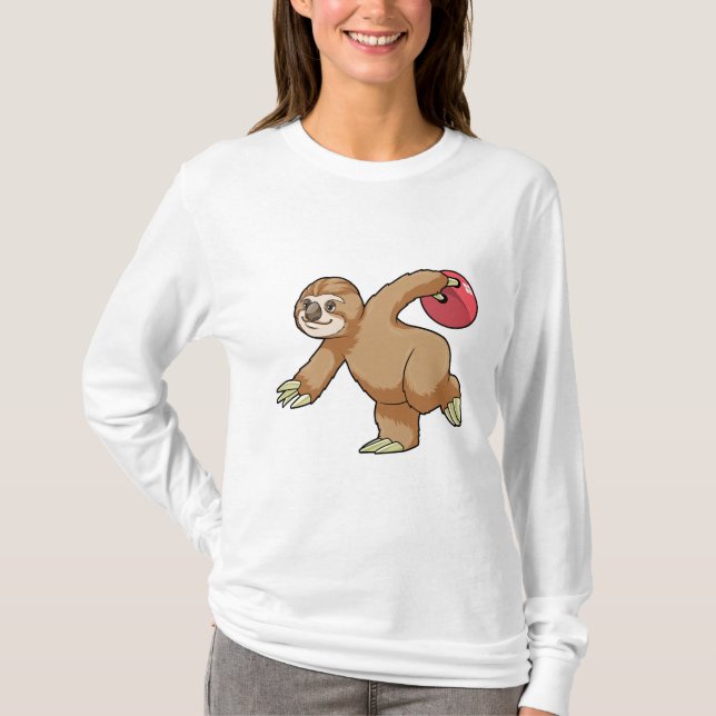 Sloth im Bowling mit Bowlingball T-Shirt (Vorderseite)