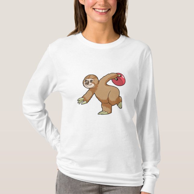 Sloth im Bowling mit Bowlingball T-Shirt (Vorderseite)