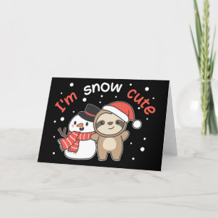 Sloth I'm Snow Niedlich Snowman Snow Pun Holiday C Feiertagskarte