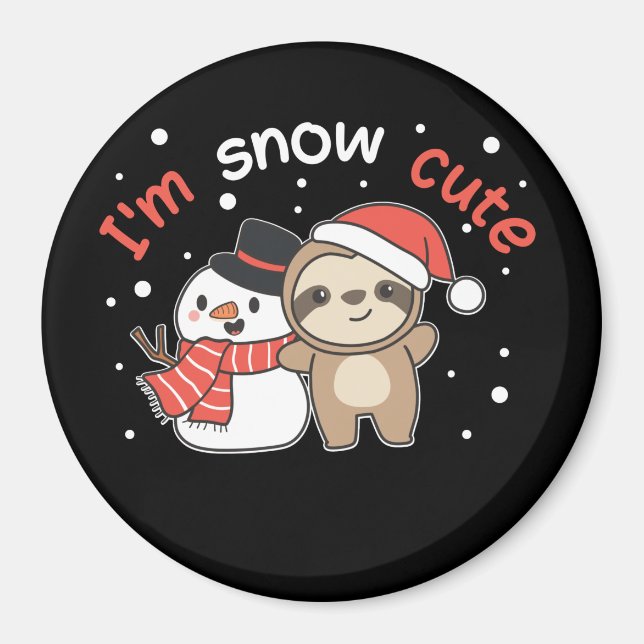Sloth I'm Snow Niedlich Snowman Snow Pun Magnet (Vorne)