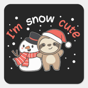 Sloth I'm Snow Niedlich Snowman Snow Pun Square St Quadratischer Aufkleber