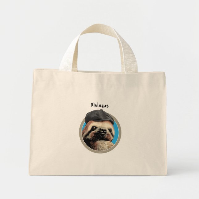 Sloth (in Baker Boy hat) Mini Stoffbeutel (Vorne)