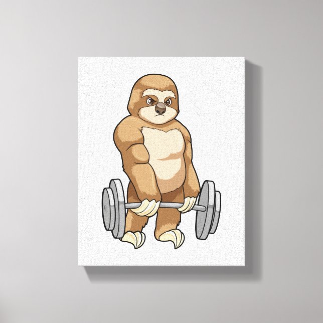 Sloth in Bodybuilding mit Barbell Leinwanddruck (Vorderseite)