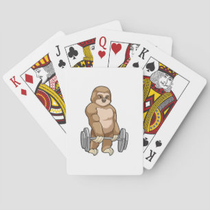 Sloth in Bodybuilding mit Barbell Spielkarten