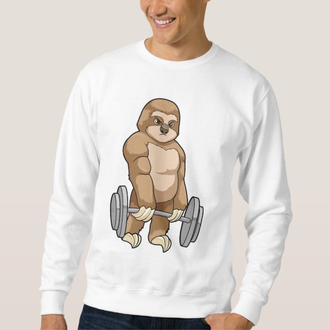 Sloth in Bodybuilding mit Barbell Sweatshirt (Vorderseite)